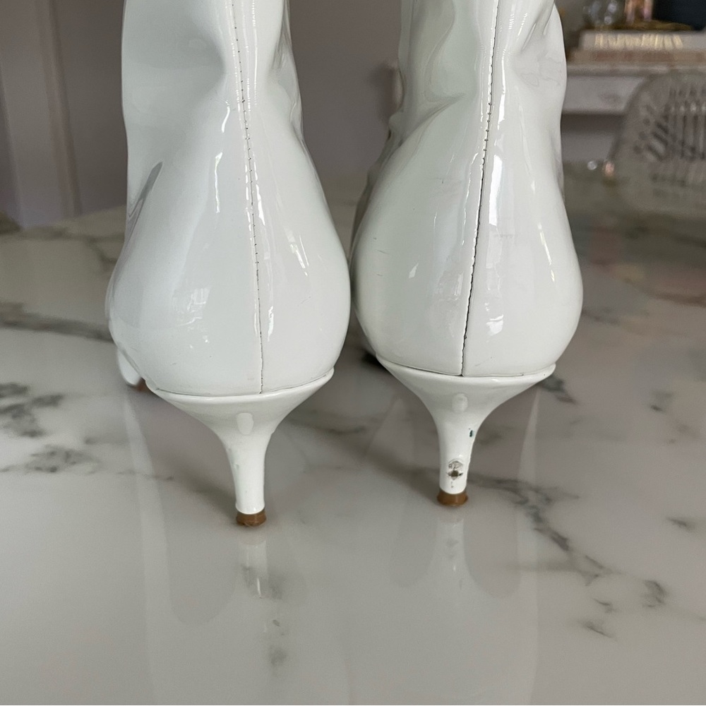 White Patent Leather Ankle Booties - Picture 6 of 7